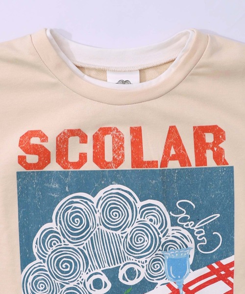 Scolar スカラーちゃんの夕食柄レイヤード風配色プルオーバー ScoLar（スカラー） トレーナー スウェット スカラーちゃんの夕食柄