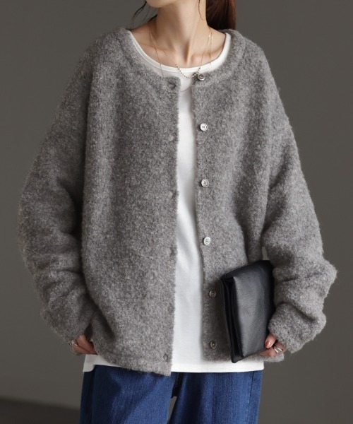 「HUG.U」 ニットカーディガン FREE ベージュ レディース_画像2