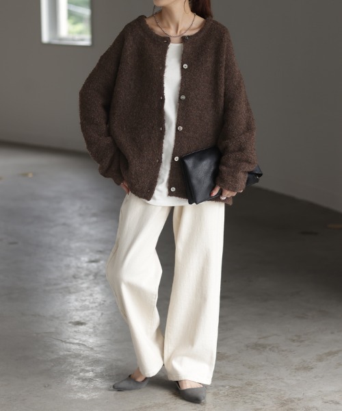 「HUG.U」 ニットカーディガン FREE ベージュ レディース_画像7