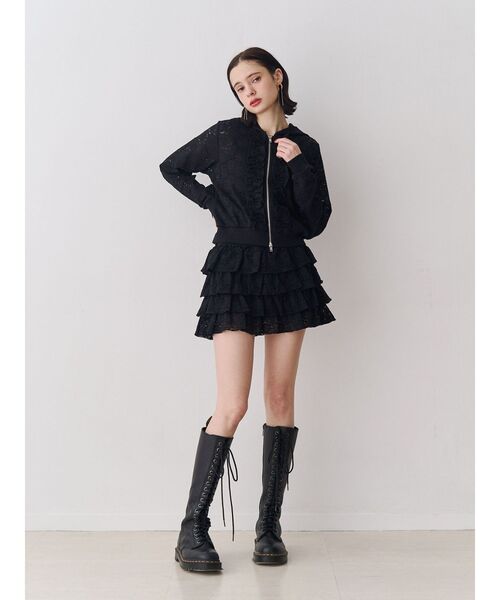 新品［即発送］クロップドフーディー単品♡Lala♡ jouetie（ジュエティ） パーカー レースクロップドZIPフーディー