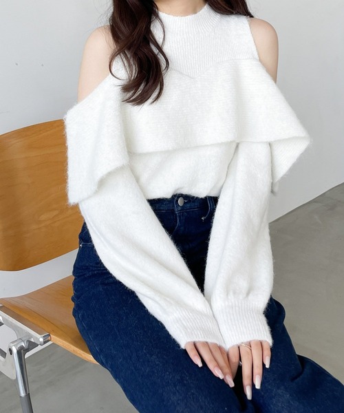 「Heather」 長袖ニット FREE アイボリー レディース_画像3
