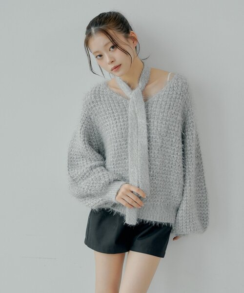 「Chico」 長袖ニット FREE ブルー レディース_画像2