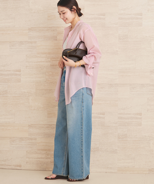 ブラウス シャツ organdy sheer シャツ レディースの画像