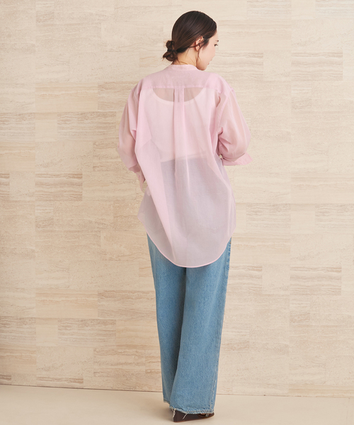 ブラウス シャツ organdy sheer シャツ レディースの画像