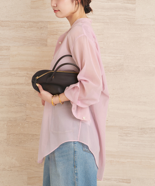ブラウス シャツ organdy sheer シャツ レディースの画像