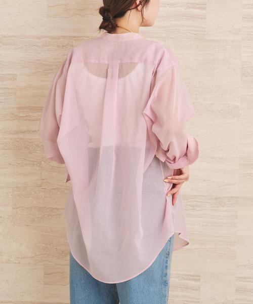 ブラウス シャツ organdy sheer シャツ レディースの画像