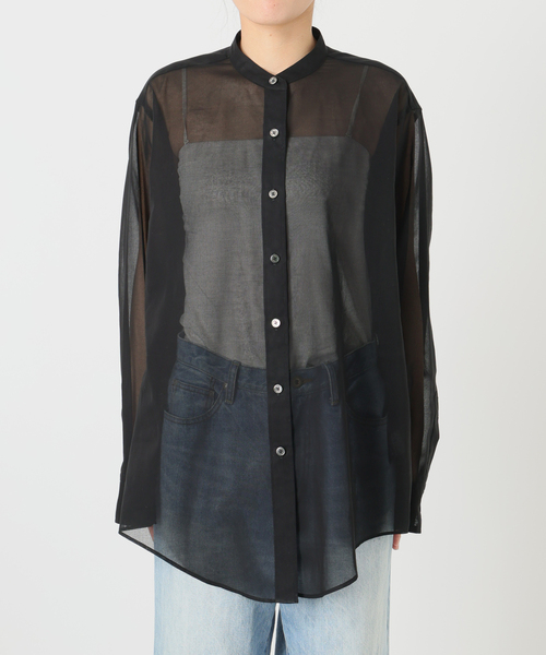 ブラウス シャツ organdy sheer シャツ レディースの画像