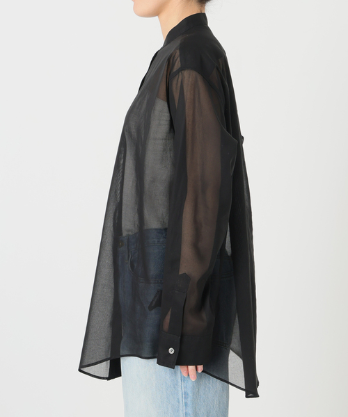 ブラウス シャツ organdy sheer シャツ レディースの画像