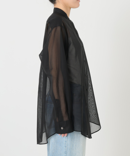 ブラウス シャツ organdy sheer シャツ レディースの画像
