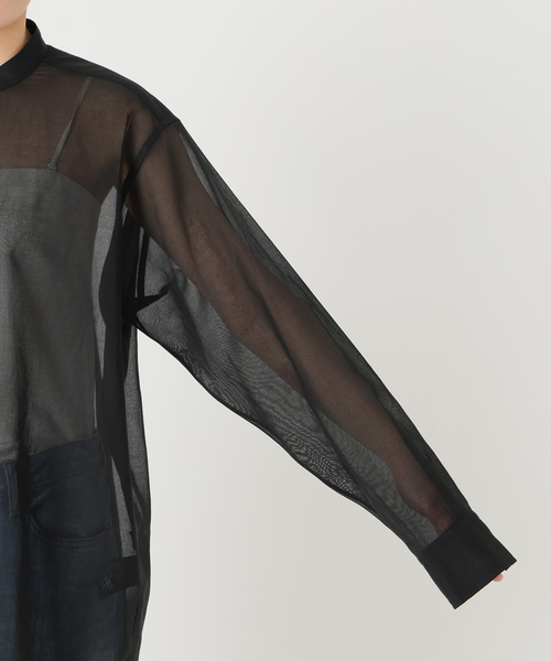 ブラウス シャツ organdy sheer シャツ レディースの画像