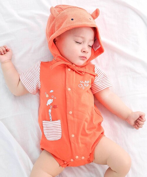 ヒスミニベビー　ロンパース帽子セット 70 SLAP SLIP（スラップスリップ） ベビー服 ロンパース 海の生き物