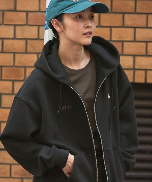 「KELTY」 ジップアップパーカー M グレイッシュベージュ レディース_画像2