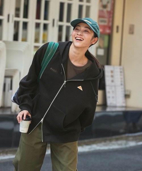 「KELTY」 ジップアップパーカー M グレイッシュベージュ レディース_画像5