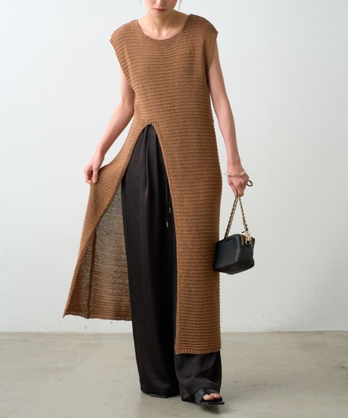 【お値下げ】Loungedress ラウンジドレス　ハイスリットニットワンピース Loungedress（ラウンジドレス） ワンピース ハイスリットニット