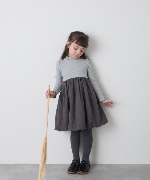 「riziere」 「KIDS」長袖ワンピース 140 チャコールグレー キッズ_画像2