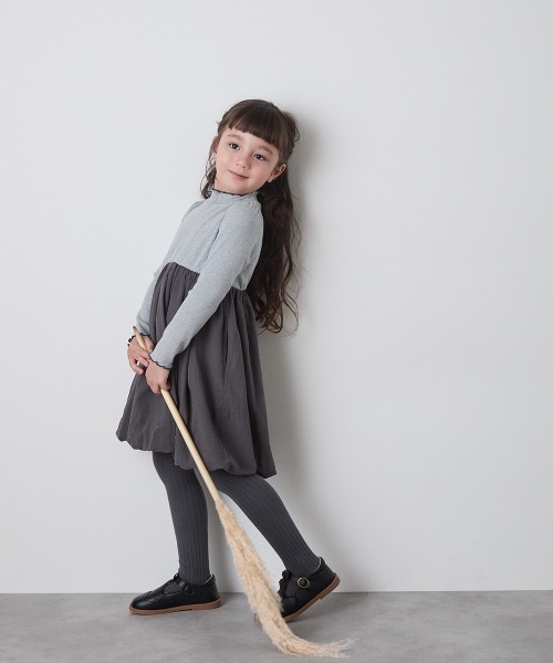 「riziere」 「KIDS」長袖ワンピース 140 チャコールグレー キッズ_画像3