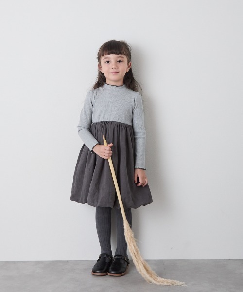 「riziere」 「KIDS」長袖ワンピース 140 チャコールグレー キッズ_画像4
