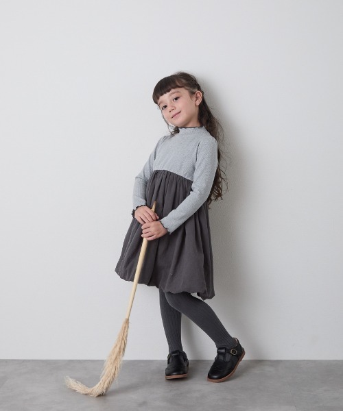 「riziere」 「KIDS」長袖ワンピース 140 チャコールグレー キッズ_画像5