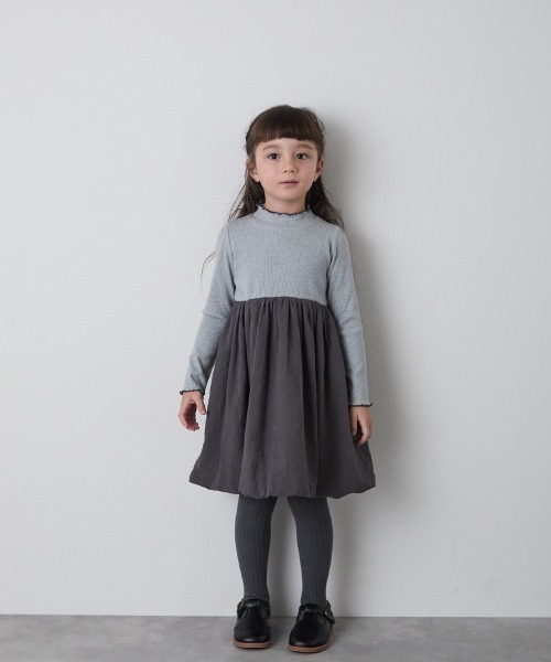 「riziere」 「KIDS」長袖ワンピース 140 チャコールグレー キッズ_画像6