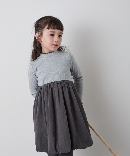 「riziere」 「KIDS」長袖ワンピース 140 チャコールグレー キッズ_画像7