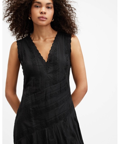 「ALLSAINTS」 ノースリーブワンピース 4 ブラック レディース_画像4