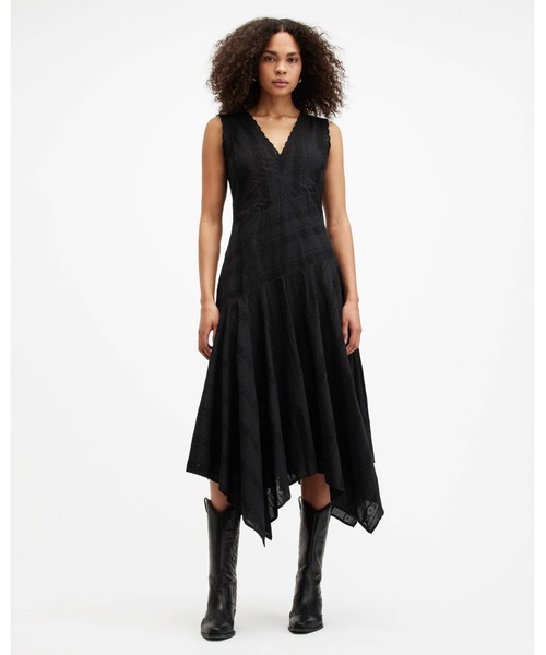 「ALLSAINTS」 ノースリーブワンピース 4 ブラック レディース_画像5