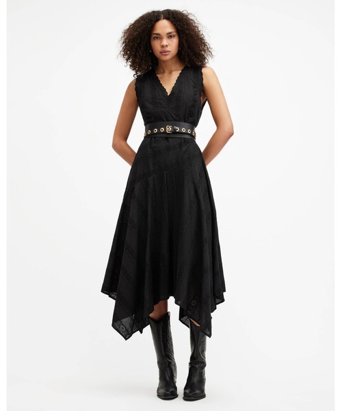 「ALLSAINTS」 ノースリーブワンピース 4 ブラック レディース_画像6