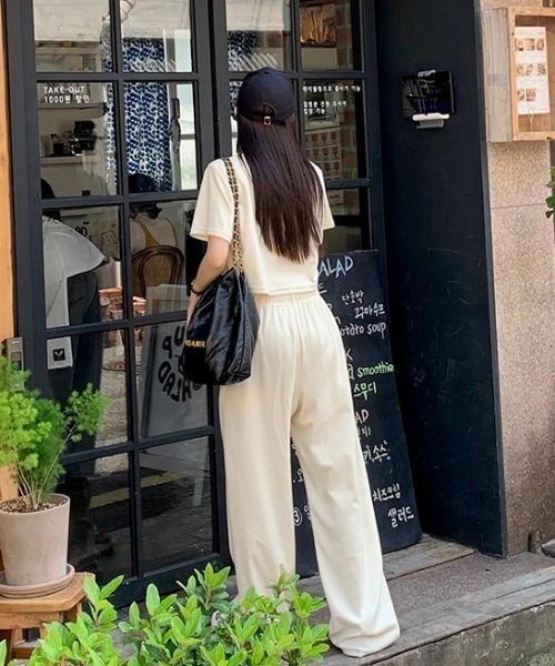 FAVORITO セットアップ 半袖トップスワイドパンツセットアップ
