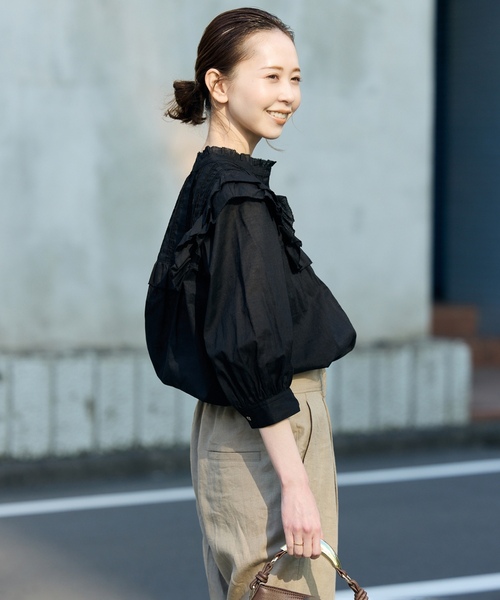 SLOBE IENA（スローブイエナ） 7分袖ブラウス FREE ブラック 