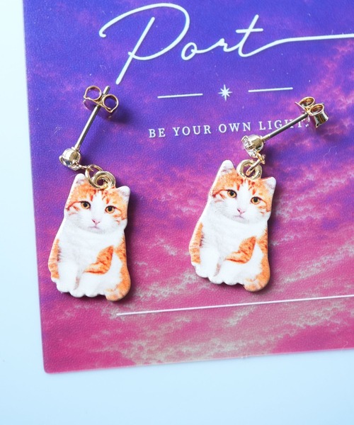 ☆秋オシャレ大人猫ちゃんピアス☆A Port（ポート） ピアス 「 」 リアルキャット デザインピアス / ネコ_