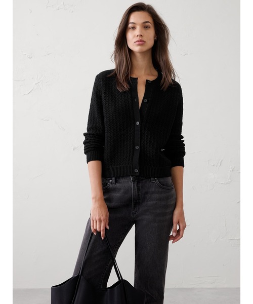 「BANANA REPUBLIC FACTORY STORE」 ニットカーディガン X-SMALL ブラック レディース_画像8