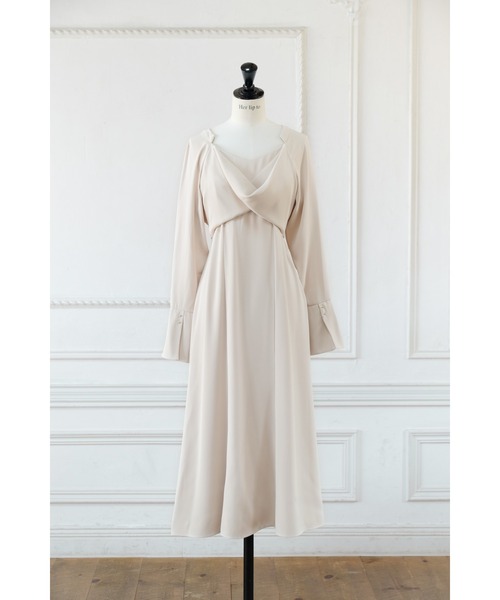 Her lip to シャツワンピース ロングワンピース ベージュ S フレア Her lip to 長袖ワンピース M ベージュ レディース : ZOZOTOWN Yahoo