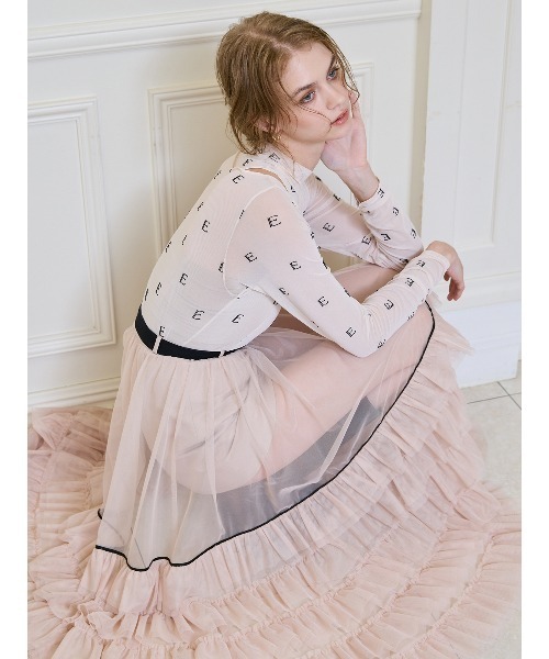 「EIMY ISTOIRE」 フリルスカート 38 ピンクベージュ レディース_画像7