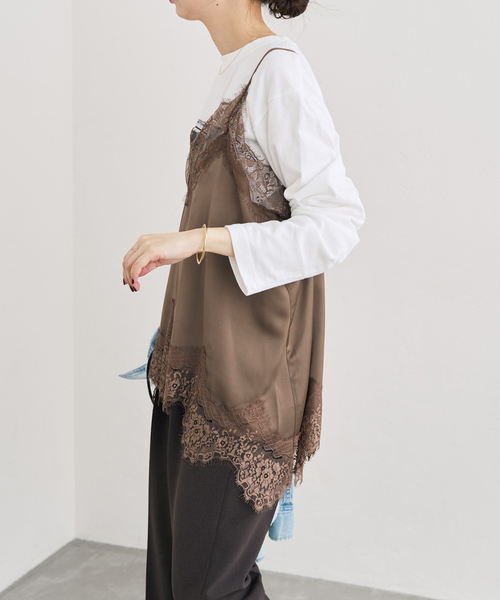 Spick & Span レースサテンチュニックキャミソール Spick＆Span（スピック アンド スパン） キャミソール 「新色有り