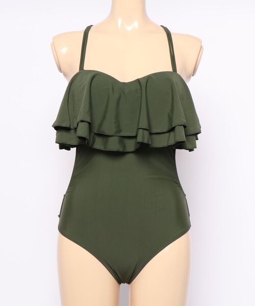 piumフリル付きワンピース水着 piumフリル付きワンピース水着 花柄ラッフルフリルワンピース