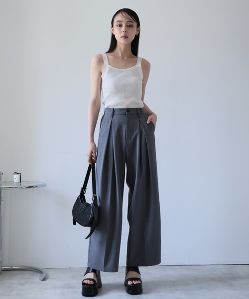 ULYSSES タンクトップ ノースリーブ リブニットタンクトップ