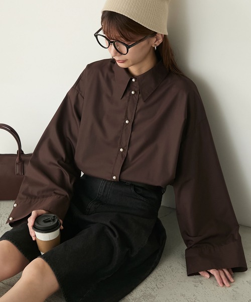 スコットクラブ購入 パールボタン ロングシャツ パールボタンドルマンシャツ/le.coeur blanc(ルクールブラン
