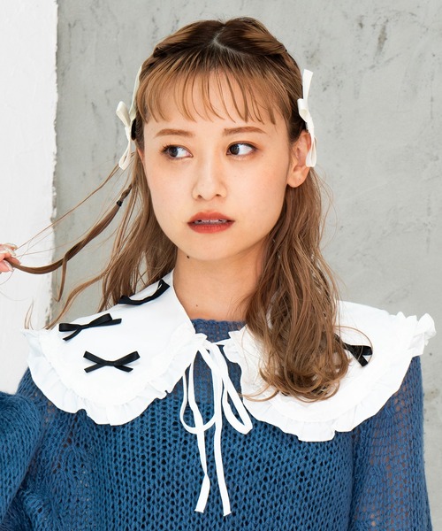 SPINNS つけ襟 付け襟 コットン素材 リボン付け襟 : ZOZOTOWN Yahoo!店