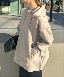 極美品　ベイジ　BEIGE パーカー　ゴールドラメ×ベージュ　サイズ4 each alchemist パーカー サイドジップダンボールパーカー