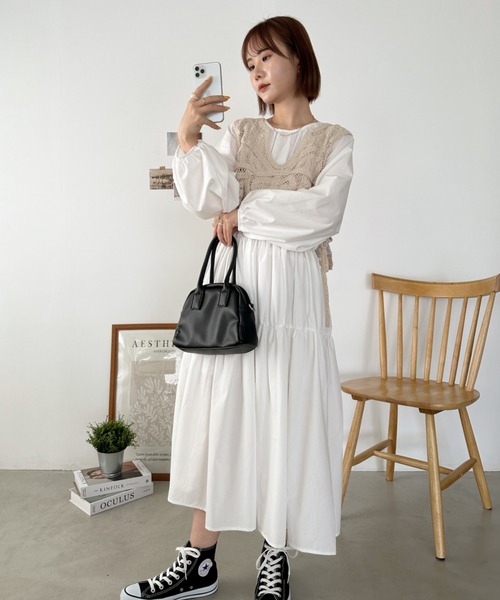 CLEA ワンピース ギャザーティアードロングワンピース : ZOZOTOWN 