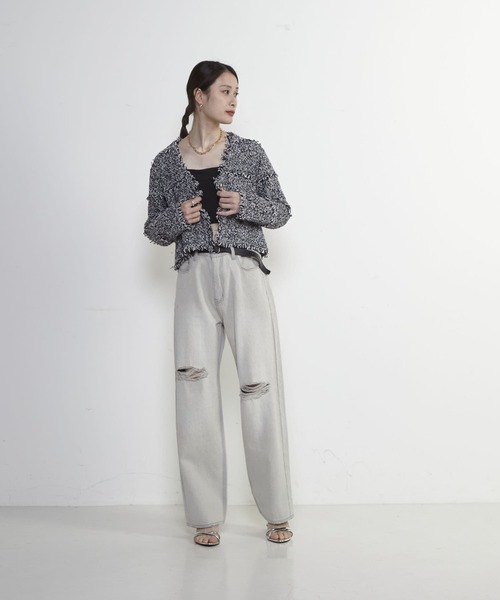 soffitto ジーンズ デニム デニムパンツ 前スリット加工デニム