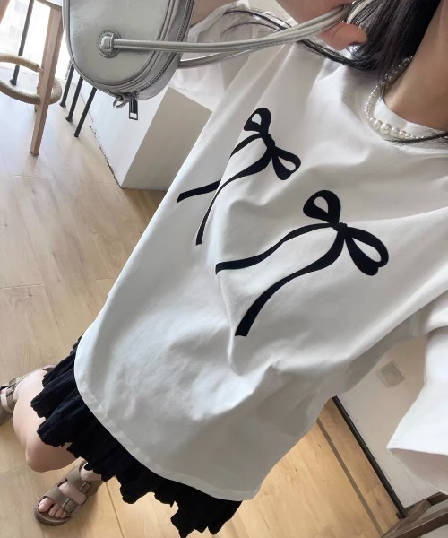dearanddust 半袖 Tシャツ リボンデザイン Side Ribbon Muse Tee