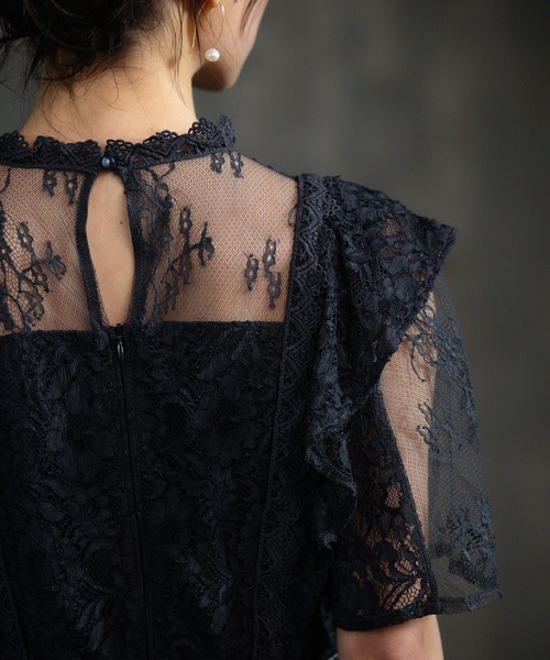 チューブトップ レースフレアロングゆったりドレス 5051305 DRESS+ ドレス レースワンピース ロングフレアワンピース 総
