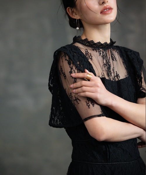 DRESS+（ドレスプラス） ドレス レースワンピース ロングフレア