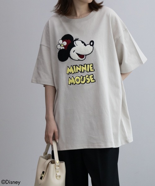 Disney（ディズニー） tシャツ 半袖 サガラ刺繍Tシャツ 綿100