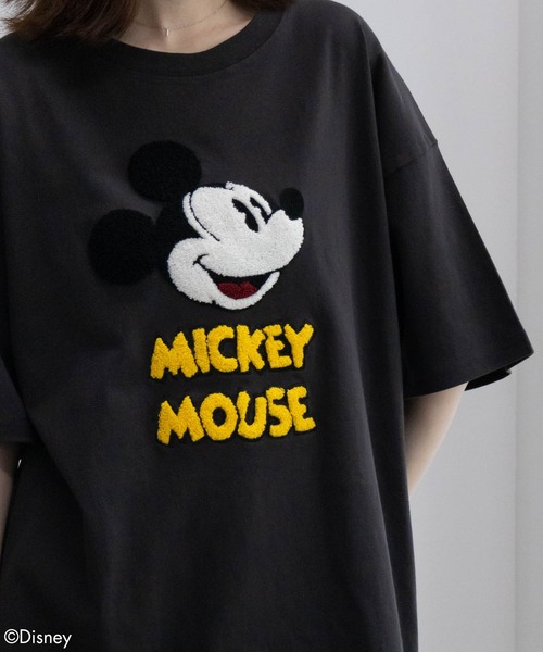 Disney（ディズニー） tシャツ 半袖 サガラ刺繍Tシャツ 綿100