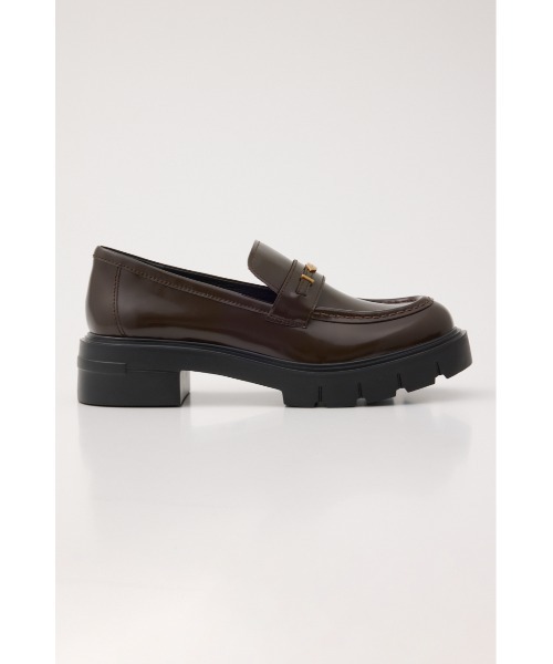 STACCATO ビジュー付きブラックローファー厚底 STACCATO ローファー ダイスタンクソールローファー レディース