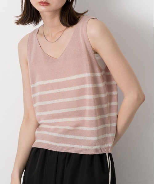 ad thie tシャツ ベーシックボーダー ノースリーブニット