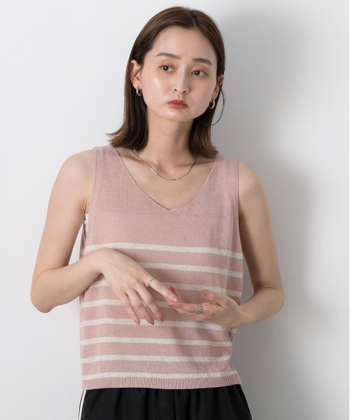 ad thie tシャツ ベーシックボーダー ノースリーブニット