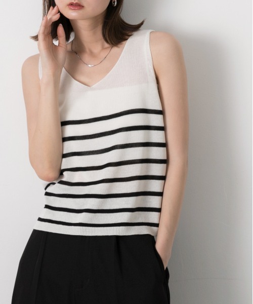 ad thie tシャツ ベーシックボーダー ノースリーブニット